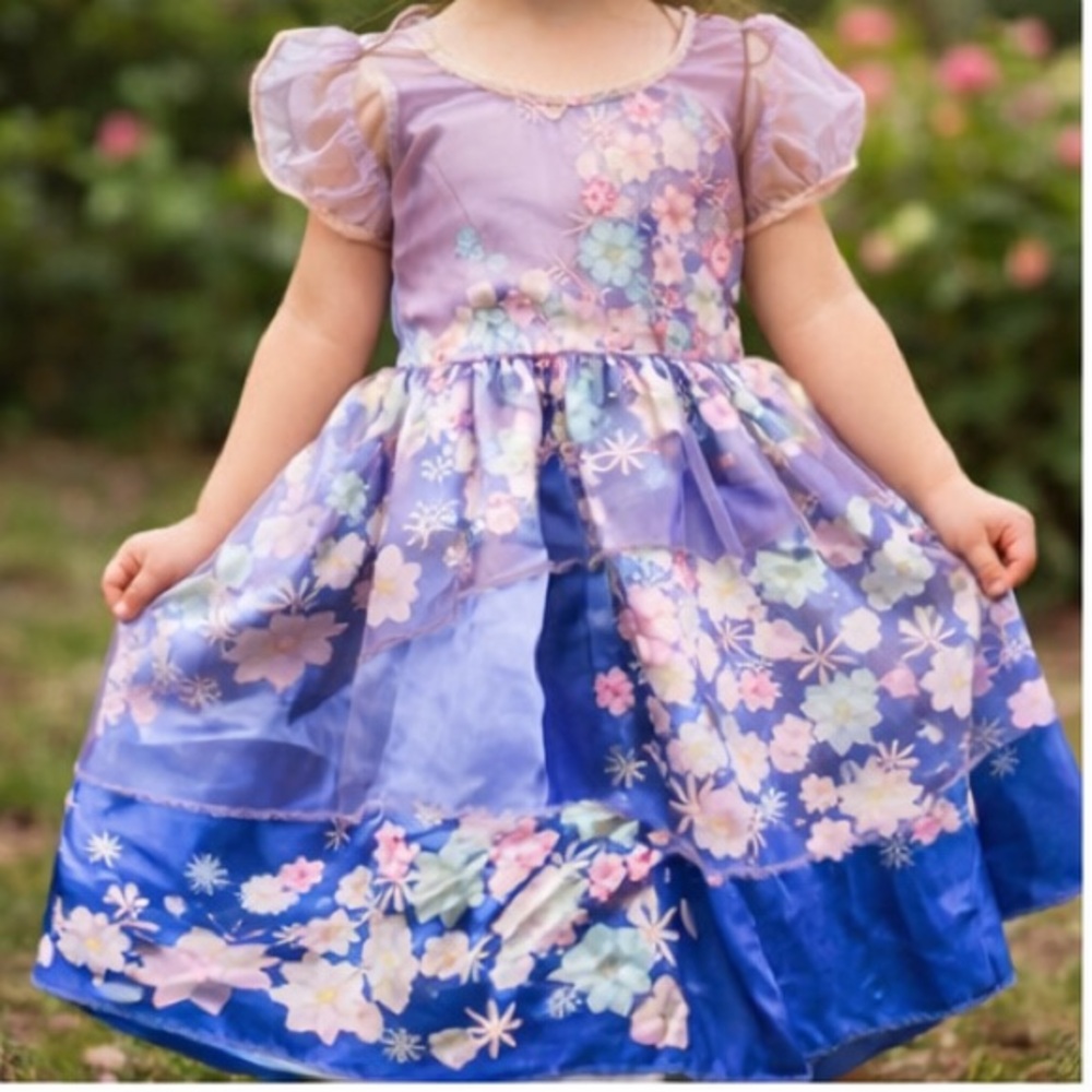 Disney Encanto Costume Dress Floral Print Purple Blue Girl's Size‎ 4-6X